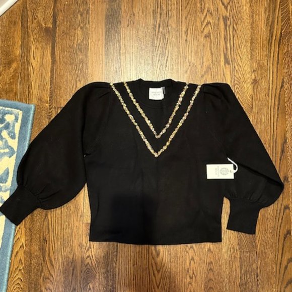 Tuckernuck Hyacinth House Black Embellished Everly Sweater  worn once - Picture 4 of 6
